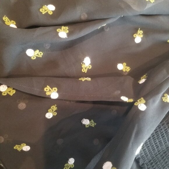 CAbi #5338 Womens Long Sleeve Sheer Blouse Top Medium Black Floral Embroidered - Picture 9 of 9